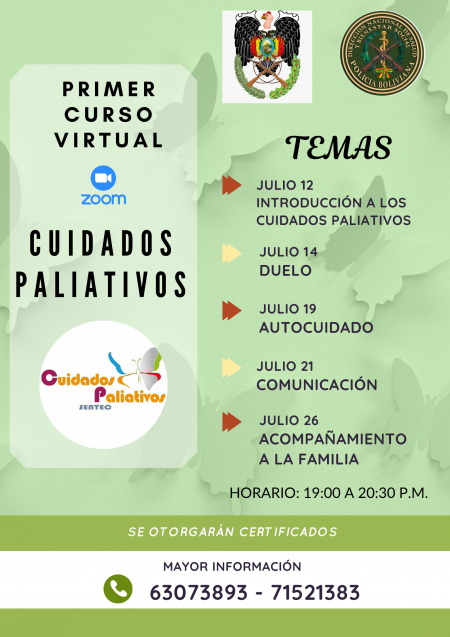 PRIMER CURSO VIRTUAL SOBRE CUIDADOS PALIATIVOS PARA LA DIRECCIÓN NACIONAL DE SALUD Y BIENESTAR SOCIAL DE LA POLICÍA BOLIVIANA